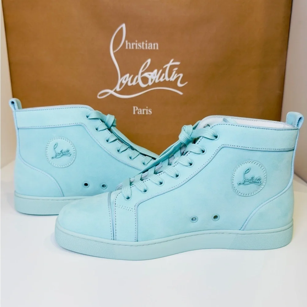 Christian Louboutin Louis Orlato High-top Men’s Sneakers Teal Suede/Velvet EU-44
